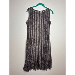 Sandra Darren womens black mesh fit & flare pattern dress size 10 brown